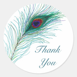 Hartelijk Bedankt | Peacock Feathers Ronde Sticker