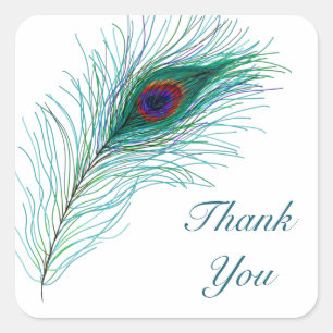 Hartelijk Bedankt Peacock Feathers Vierkante Sticker