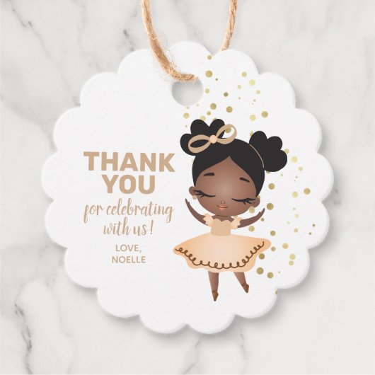 Hartelijk Bedankt! Princess Ballerina w/Bow Birthd Bedankjes Labels (Voorkant)