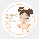 Hartelijk Bedankt! Princess Ballerina w/Bow Birthd Ronde Sticker (Voorkant)