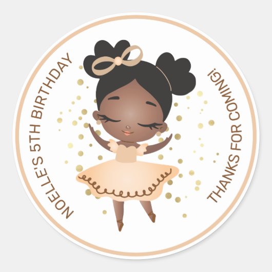 Hartelijk Bedankt! Princess Ballerina w/Bow Birthd Ronde Sticker (Voorkant)