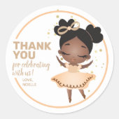 Hartelijk Bedankt! Princess Ballerina w/Bow Birthd Ronde Sticker (Voorkant)