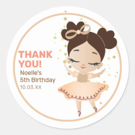 Hartelijk Bedankt! Princess Ballerina w/Bow Birthd Ronde Sticker
