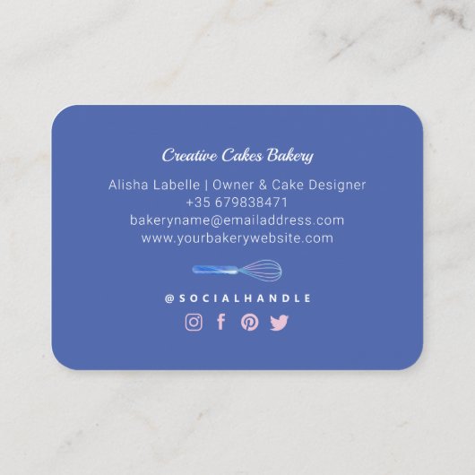 Hartelijk Bedankt | Roze blauwe marmer Bakery Disc Informatiekaartje (Achterkant)