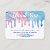 Hartelijk Bedankt | Roze blauwe marmer Bakery Disc Informatiekaartje (Voorkant)