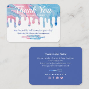 Hartelijk Bedankt   Roze blauwe marmer Bakery Disc Informatiekaartje