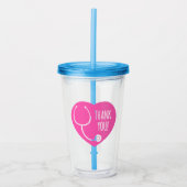 Hartelijk Bedankt | Roze hartstethoscoop Acryl Drinkbeker (Voorkant)