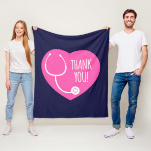 Hartelijk Bedankt Roze hartstethoscoop Fleece Deken