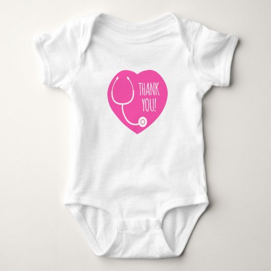 Hartelijk Bedankt | Roze hartstethoscoop Romper (Voorkant)