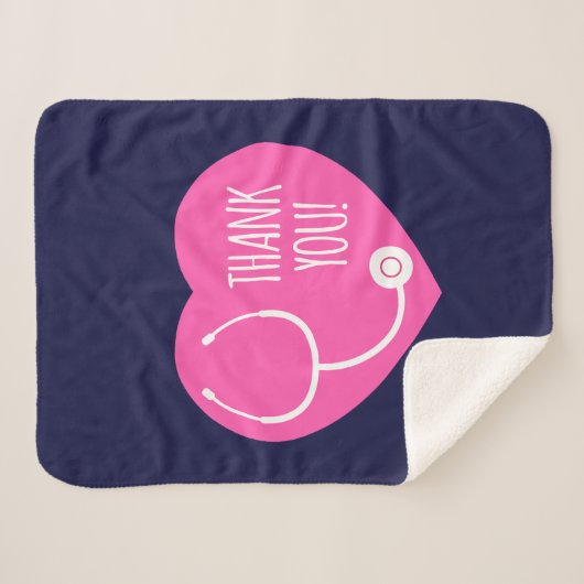 Hartelijk Bedankt | Roze hartstethoscoop Sherpa Deken (Voorkant (horizontaal))