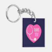 Hartelijk Bedankt | Roze hartstethoscoop Sleutelhanger (Voorkant Links)