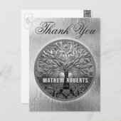 Hartelijk Bedankt | Silver Tree of Life Memorial B Briefkaart (Voorkant / Achterkant)