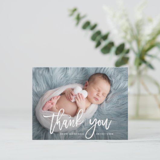 HARTELIJK BEDANKT | Stijlvolle geboorte van typogr Briefkaart (Staand voorkant)