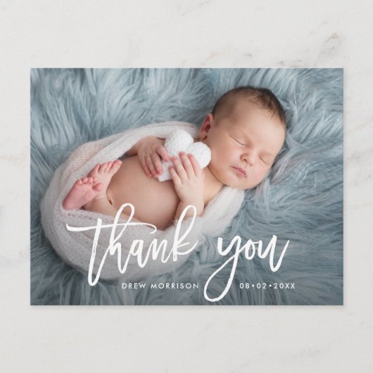 HARTELIJK BEDANKT | Stijlvolle geboorte van typogr Briefkaart (Voorkant)