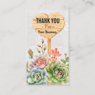 Hartelijk Bedankt   Succulent Flowers Heart Sign Visitekaartje