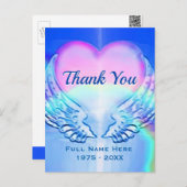 Hartelijk Bedankt | Sympathie | Hart en Angel Wing Briefkaart (Voorkant / Achterkant)