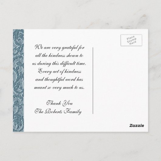 Hartelijk Bedankt | Sympathie | Licht blauw Briefkaart (Achterkant)