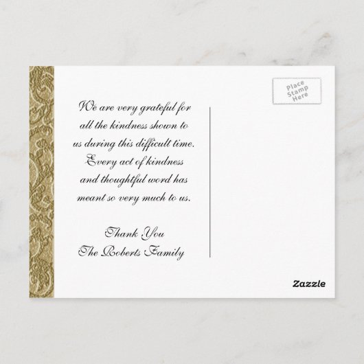 Hartelijk Bedankt | Sympathie | Licht goud Briefkaart (Achterkant)