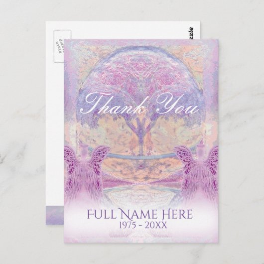 Hartelijk Bedankt | Sympathie | Roze Guardian Ange Briefkaart (Voorkant / Achterkant)