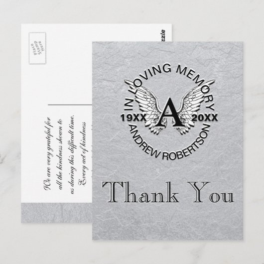 Hartelijk Bedankt | Sympathie | Zilver Briefkaart (Voorkant / Achterkant)