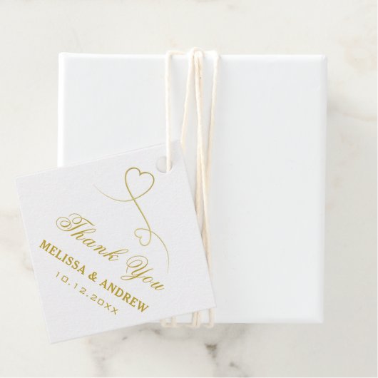 Hartelijk Bedankt | Twee gouden harten | Elegant W Bedankjes Labels (In situ)