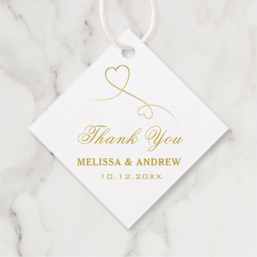 Hartelijk Bedankt | Twee gouden harten | Elegant W Bedankjes Labels (Achterkant)