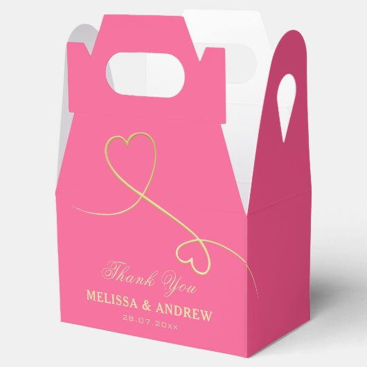 Hartelijk Bedankt | Twee gouden harten | Fuchsia P Bedankdoosjes (Geopend)