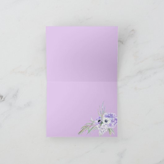 Hartelijk Bedankt| Violet Anemone Floral Bouquet Bedankkaart (Binnen)