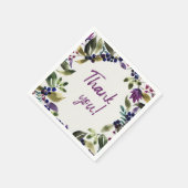 Hartelijk Bedankt! | Waterverf Berries en bloemen Servet (Hoek)