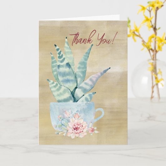 Hartelijk Bedankt! Waterverf Cactus-kaart Kaart (Gele Bloem)