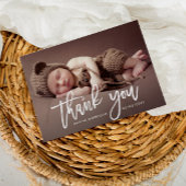 HARTELIJK BEDANKT | Witte borstel geboorte aankond Briefkaart