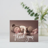 HARTELIJK BEDANKT | Witte borstel geboorte aankond Briefkaart (Staand voorkant)