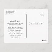 HARTELIJK BEDANKT | Witte borstel geboorte aankond Briefkaart (Achterkant)