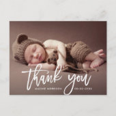 HARTELIJK BEDANKT | Witte borstel geboorte aankond Briefkaart (Voorkant)