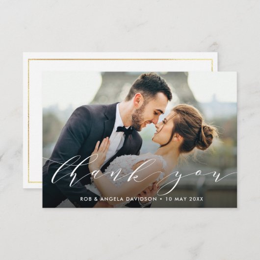 HARTELIJK BEDANKT | Witte bruistekende trouwfoto (Voorkant / Achterkant)