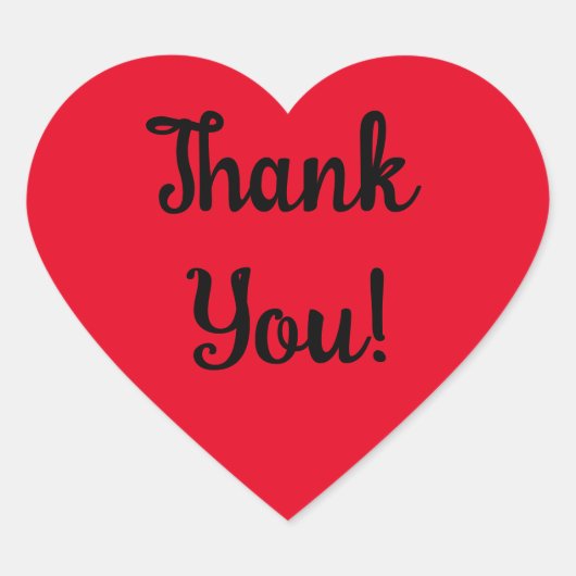 Hartelijk Bedankt! Zwart script op rood hart Hart Sticker (Voorkant)