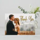 Hartelijk bericht aangepaste trouwfoto Dank u Folie Feestdagenkaart (Staand Voorkant)