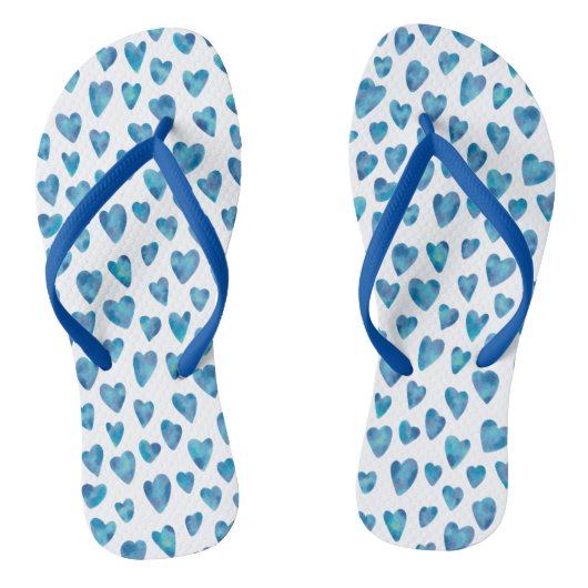 Hartelijk Blauw Hartpatroon Teenslippers (Voetbed)