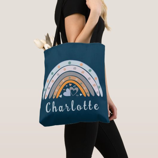 Hartelijk boho Rainbow met persoonlijke naam Tote Bag (Dichtbij)