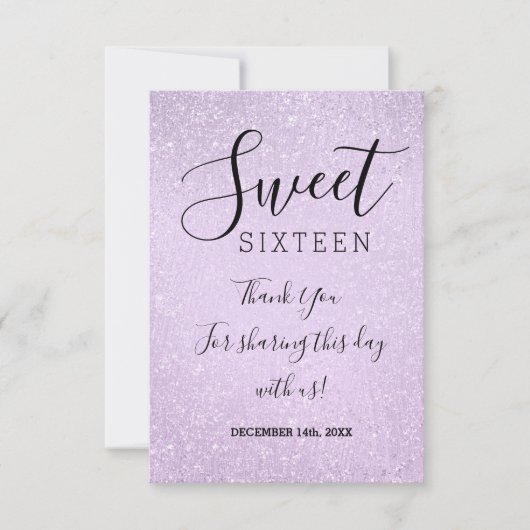 Hartelijk dank, 16-jarige Lavender Glitter Paint Bedankkaart (Voorkant)