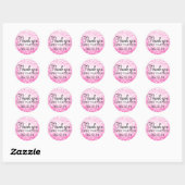 Hartelijk dank, 16-jarige roze glitterlichten ronde sticker (Vel)