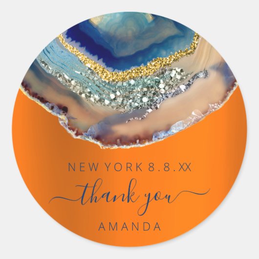 Hartelijk dank, 16de Bridal Glitter Gold Navy Ronde Sticker (Voorkant)