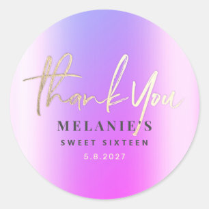 Hartelijk dank, 16de Bridal Paars Gold Ronde Sticker