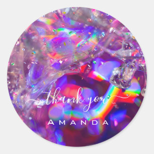 Hartelijk dank: 16de Bridal Paarse Crystals Regenb Ronde Sticker