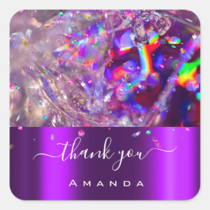 Hartelijk dank: 16de Bridal Paarse roze regenboog Vierkante Sticker