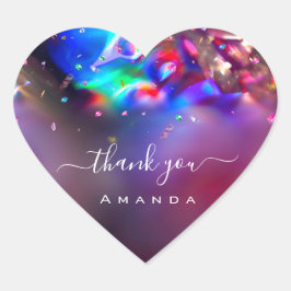 Hartelijk dank: 16de Bridal roze Holograaf Paars Hart Sticker