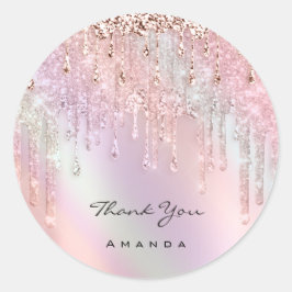 Hartelijk dank. 16de Bridal roze roze holografisch Ronde Sticker