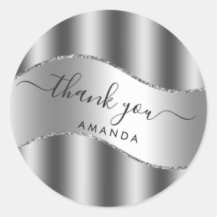Hartelijk dank, 16de Bridal Silver Grey Favor Ronde Sticker