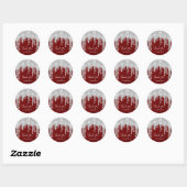 Hartelijk dank, 16de Bridal Silver Paper Burgundy Ronde Sticker (Vel)