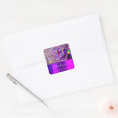 Hartelijk dank: 16de kristallen Paarse roze regenb Vierkante Sticker (Envelop)
